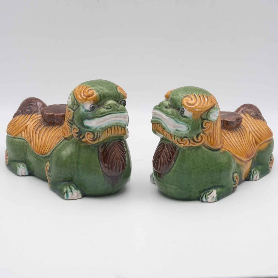 A Pair of Old Chinese Porcelain Foo Dog Statues (1 of 6)