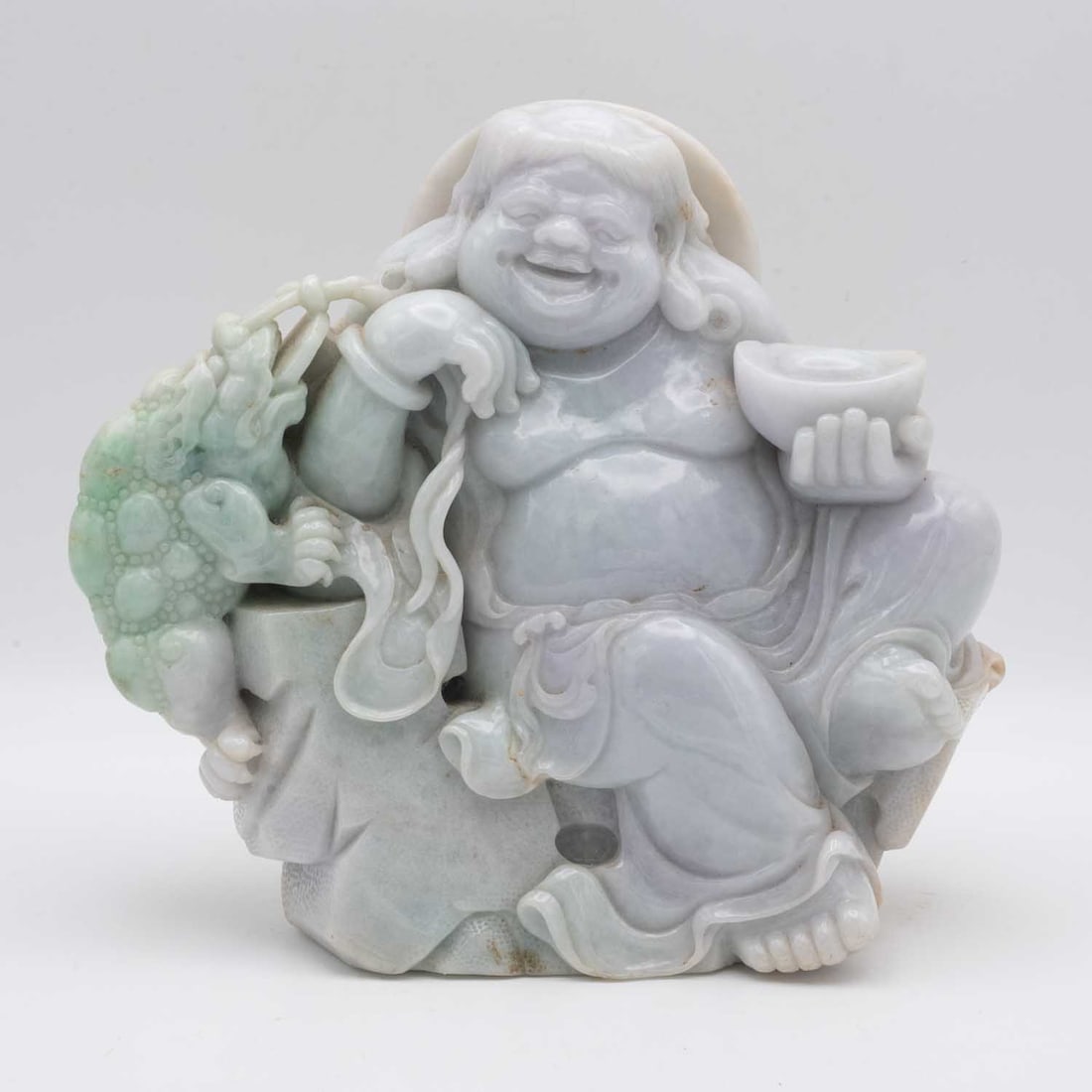 Large Vintage Chinese Carved Jadeite Maitreya Happy Buddha Sculpture (1 of 8)