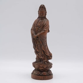 Old Chinese Fine Carved Wood Guanyin Bodhisattva Sculpture