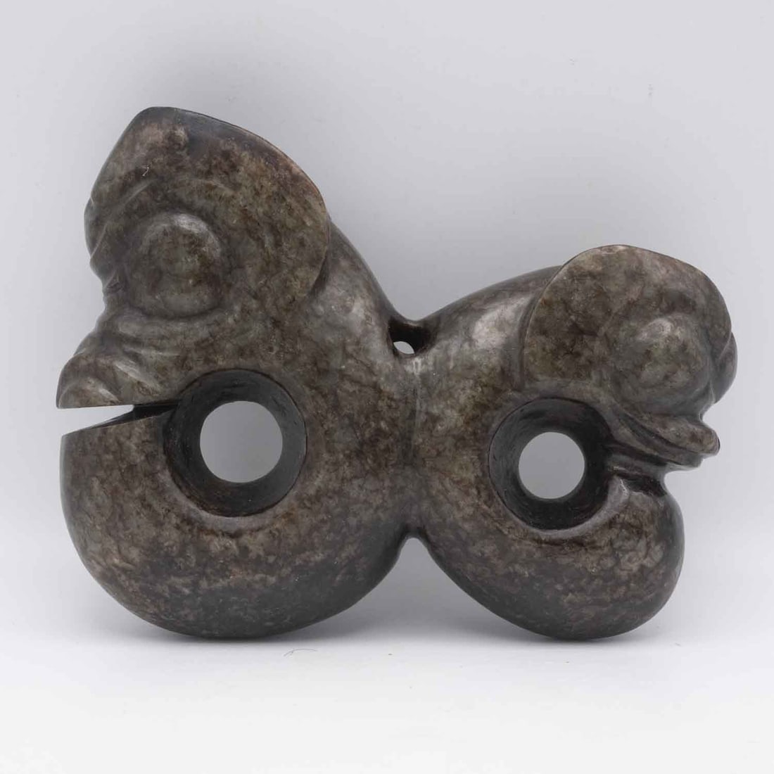 Antique Chinese Hongshan Culture Stone Double Pig Dragon Amulet: Medium: StoneSize: 5.5x4.2x1.5 inchesAge/Detail: Antique Chinese Hongshan CultureCondition: great overall, check photo for condition reference.Provenance:Collection from Estate in TribeccaLiveShipping