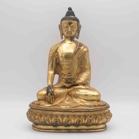 Antique Chinese Tibetan Gilt Bronze Buddha Sculpture