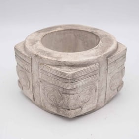Antique Chinese Liangzhu Culture Stone Ritualistic Cong
