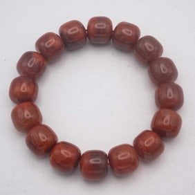 Old Chinese Red Agate Bead Bracelet