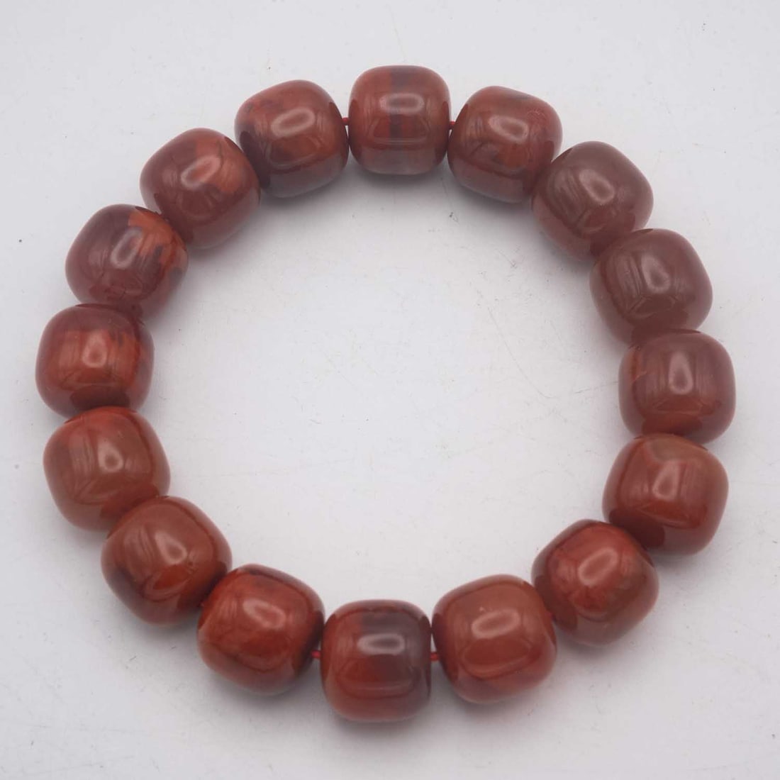 Old Chinese Red Agate Bead Bracelet (1 of 5)