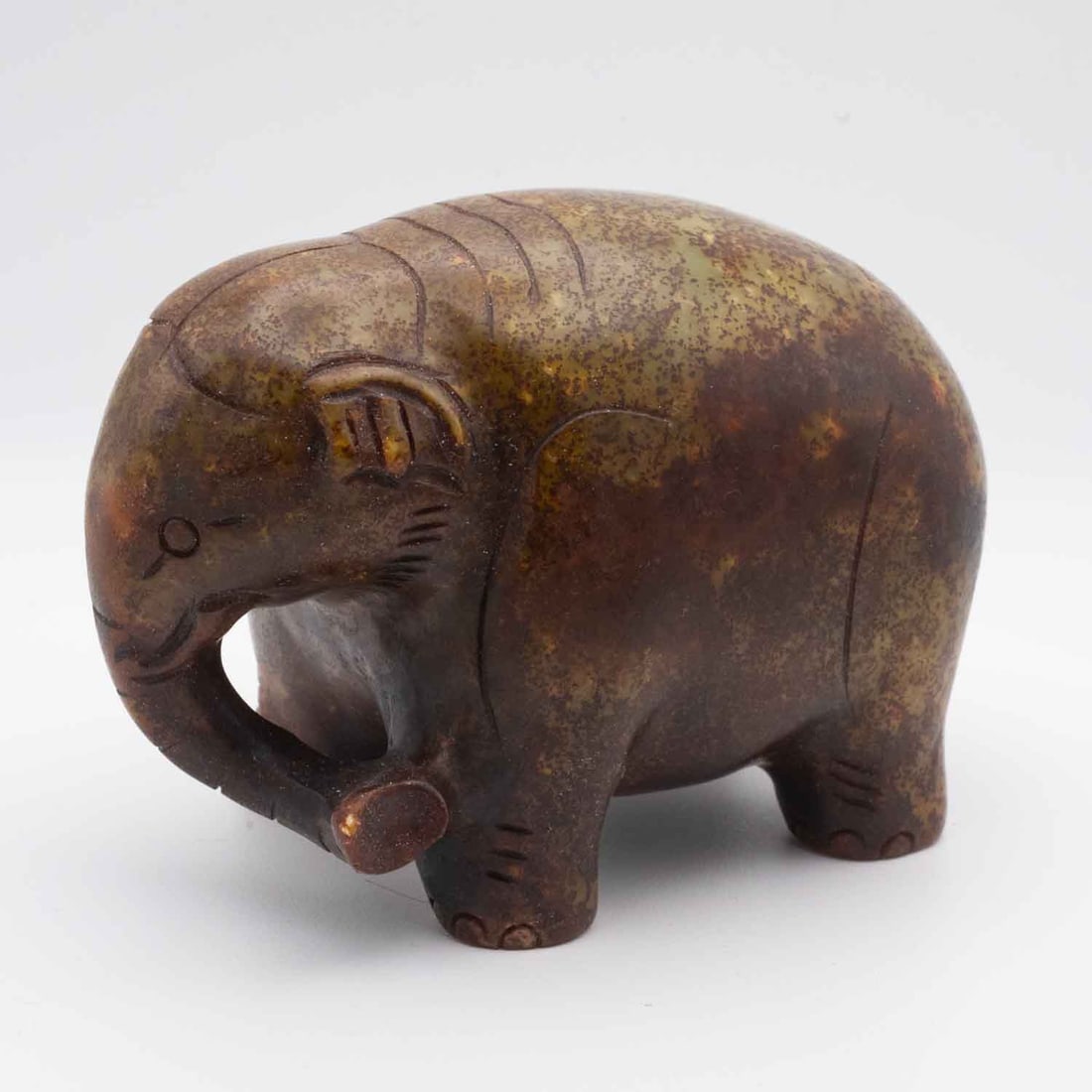 Antique Chinese Hongshan Culture Jade Elephant Sculpture: Medium: JadeSize: 5x3.5x3 inchesAge/Detail: Antique Chinese Hongshan CultureCondition: great overall, check photo for condition referenceProvenance:Collection from Estate in TribeccaPlease view all th