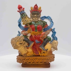 Old Chinese Peking Glass Heavenly Parasol King Figure