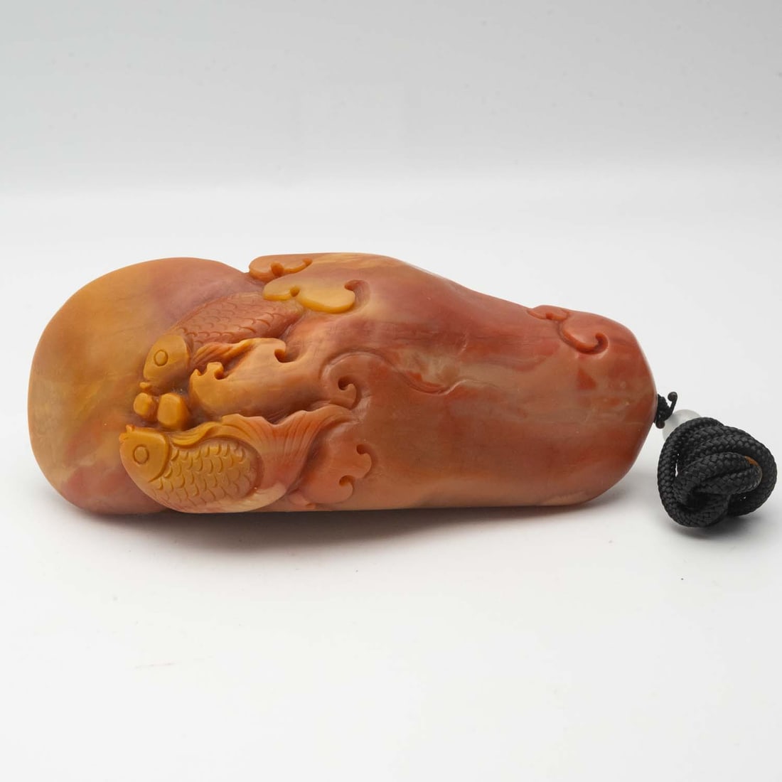 Old Chinese Carved Shoushan Stone Large Double Fish Talisman (1 of 4)