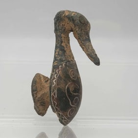 Antique Chinese Han Dynasty Bronze Belt Buckle With Inlay