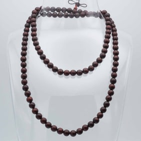 Old Chinese Zitan Wood Mala Bead Necklace