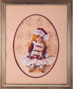 Vintage Impressionist Watercolor On Paper "Portrait Of Doll": Title: Portrait Of DollMedium: Watercolor On PaperSize: 15.5 x 11.5 inchesFrame: 22 x 18 inchesAge: VintageCondition: Painting is in excellent condition. dirts inside the glass, no damage on the artwo