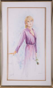 Vintage Impressionist Watercolor On Paper "Portrait Of Lady": Title: Portrait Of LadyMedium: Watercolor On PaperSize: 21 x 11 inchesFrame: 25.5 x 15.5 inchesAge: VintageCondition: Painting is in excellent condition. Signature: SignedArtist: Florence FauserProven