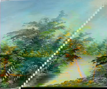 Vintage Scenic Oil On Canvas "River Landscape": Title: River LandscapeMedium: Oil On CanvasSize: 20 x 24 inchesAge: VintageCondition: Great Overall AllSignature: SignedProvenance:Collection From Glen CoveCombined shipping rate available. For afford