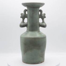 Antique Chinese Longquan Celadon Ceramic Kinuta Vase