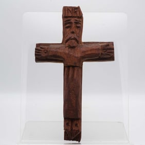 Antique Pagan Hand Carved Wood Cross