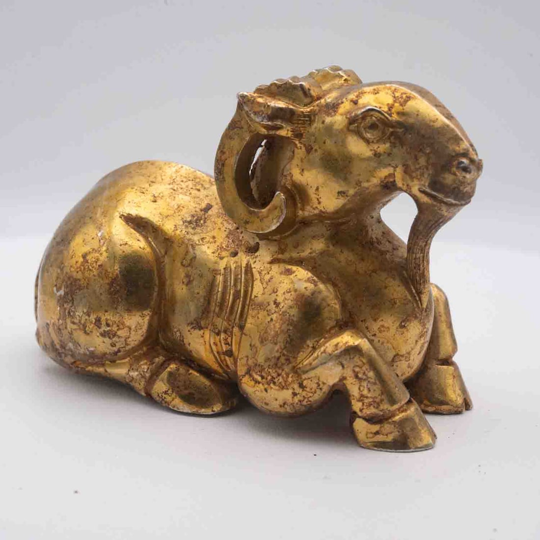 Antique Chinese Gilt Over Jade Ram Figure (1 of 9)