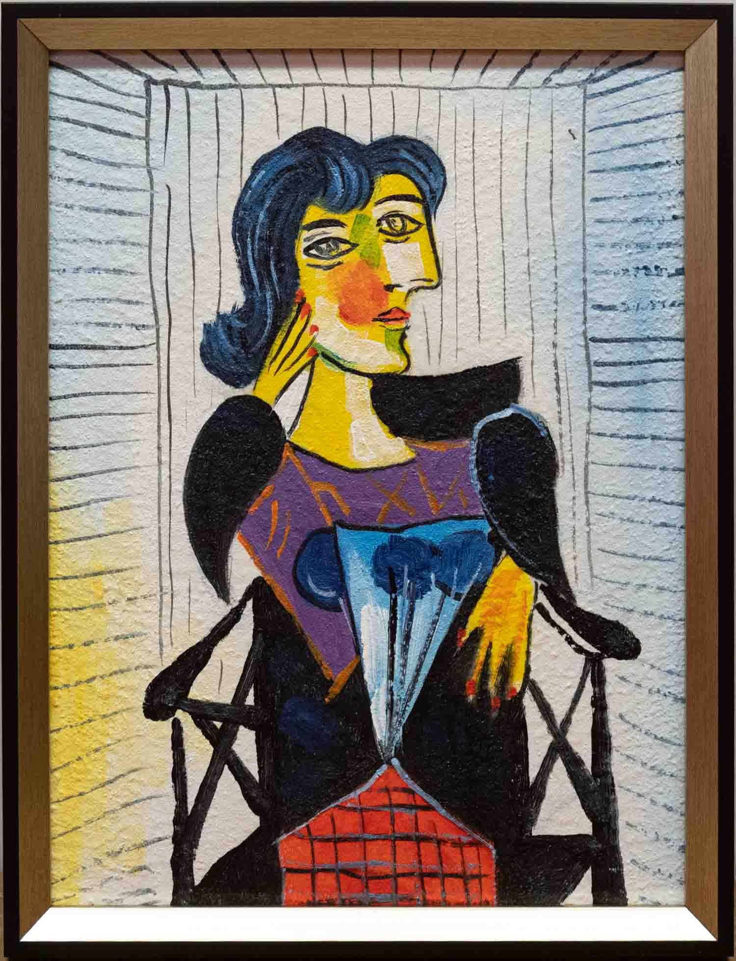 After Picasso Acrylic On Canvas "Portrait Of Dora Maar" (1 of 5)