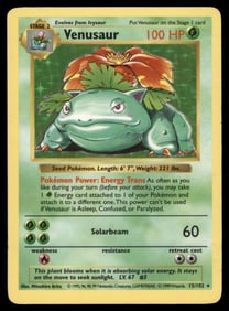 Venusaur Base Set (Shadowless) #015/102 Holo Pokemon Card