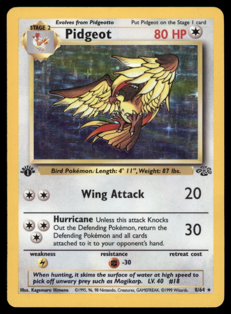 Pidgeot 1st Ed. (8) Jungle #08/64 Holo Pokemon Card: We offer combined shipping on multiple items. Buyers may also arrange their own shipping. LiveShipping is a separate and independent option for shipping that is NOT a part of the auction house or thei