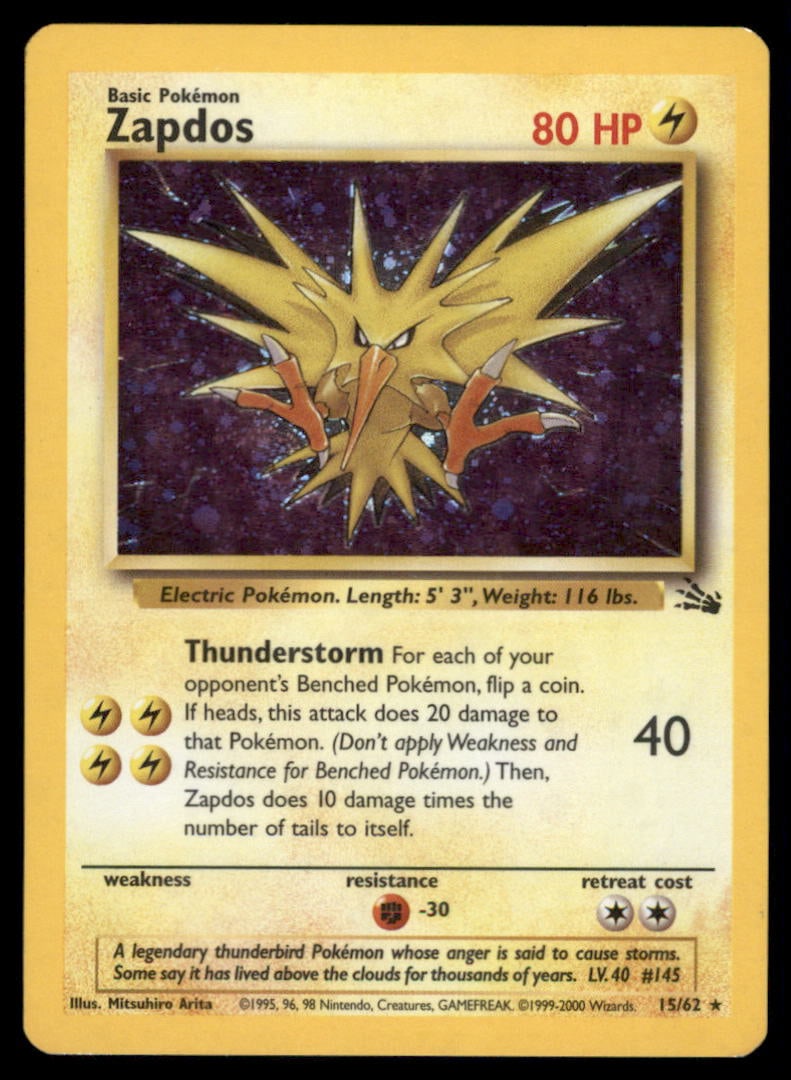 Zapdos (15) Fossil #15/62 Holo Pokemon Card: We offer combined shipping on multiple items. Buyers may also arrange their own shipping. LiveShipping is a separate and independent option for shipping that is NOT a part of the auction house or thei