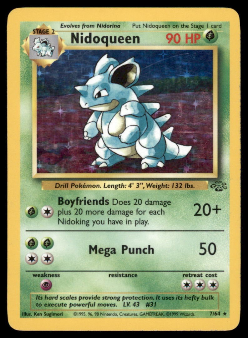 Nidoqueen (7) Jungle #07/64 Holo Pokemon Card: We offer combined shipping on multiple items. Buyers may also arrange their own shipping. LiveShipping is a separate and independent option for shipping that is NOT a part of the auction house or thei