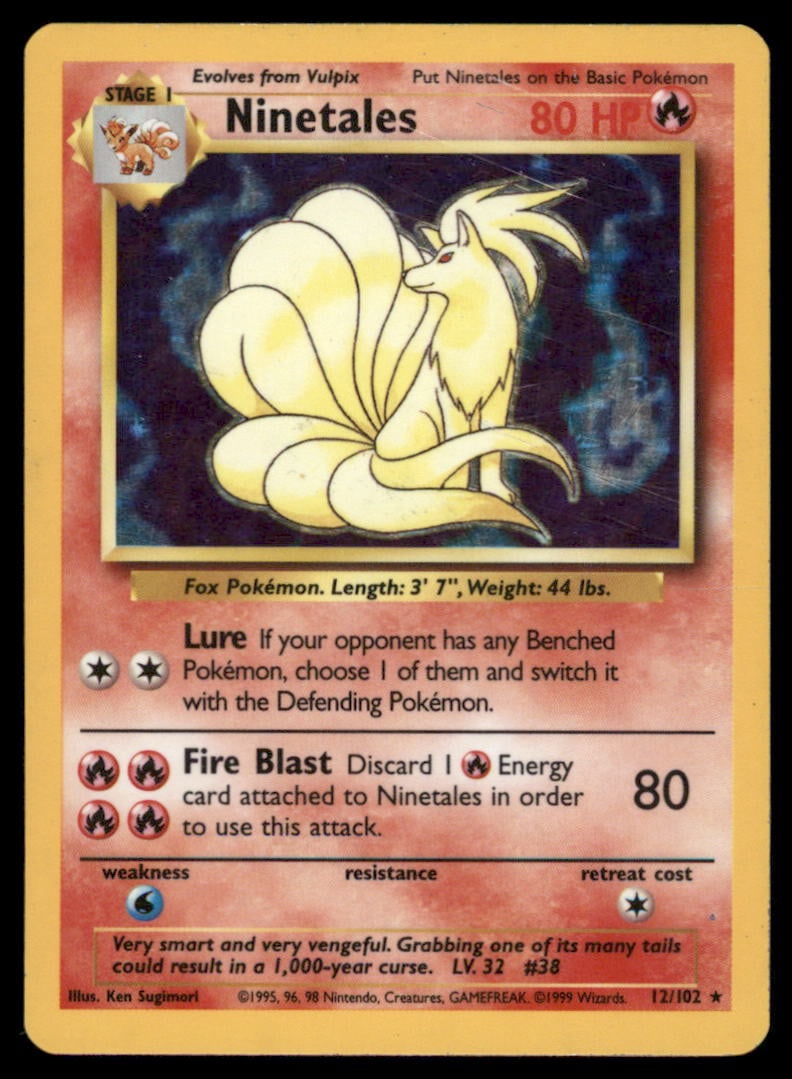 Ninetales Base Set #012/102 Holo Pokemon Card (1 of 2)