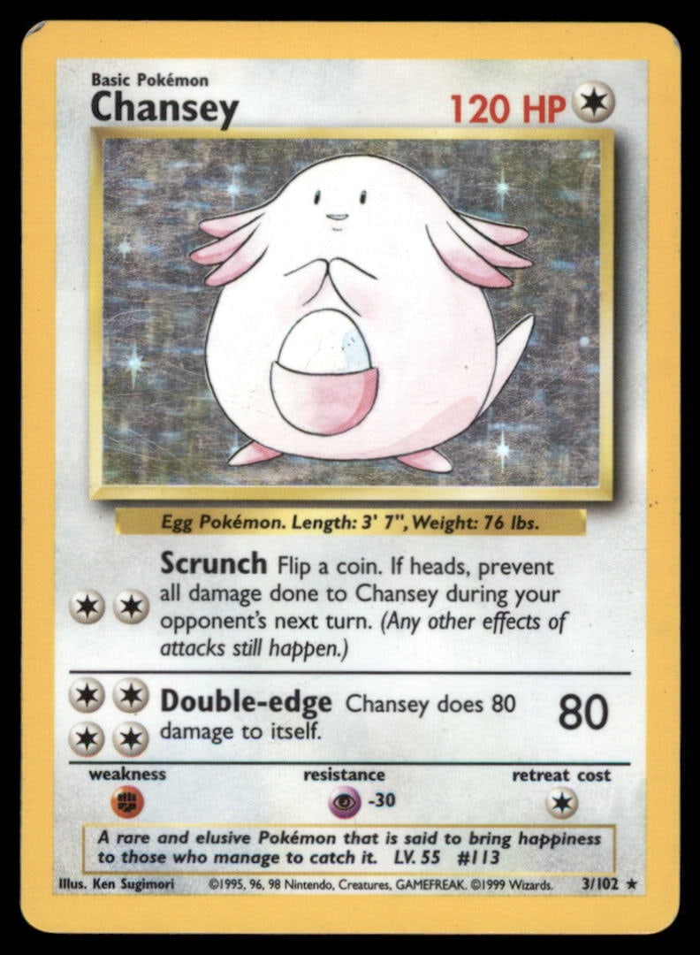 Chansey Base Set #003/102 Holo Pokemon Card (1 of 2)