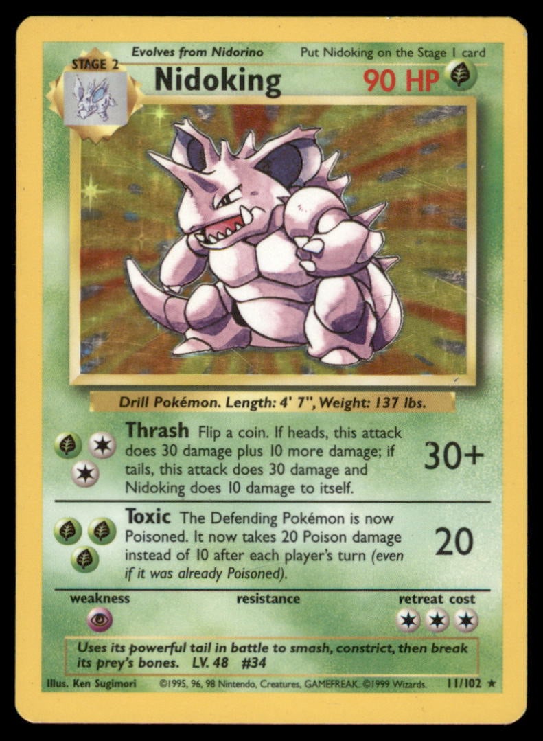 Nidoking Base Set #011/102 Holo Pokemon Card (1 of 2)