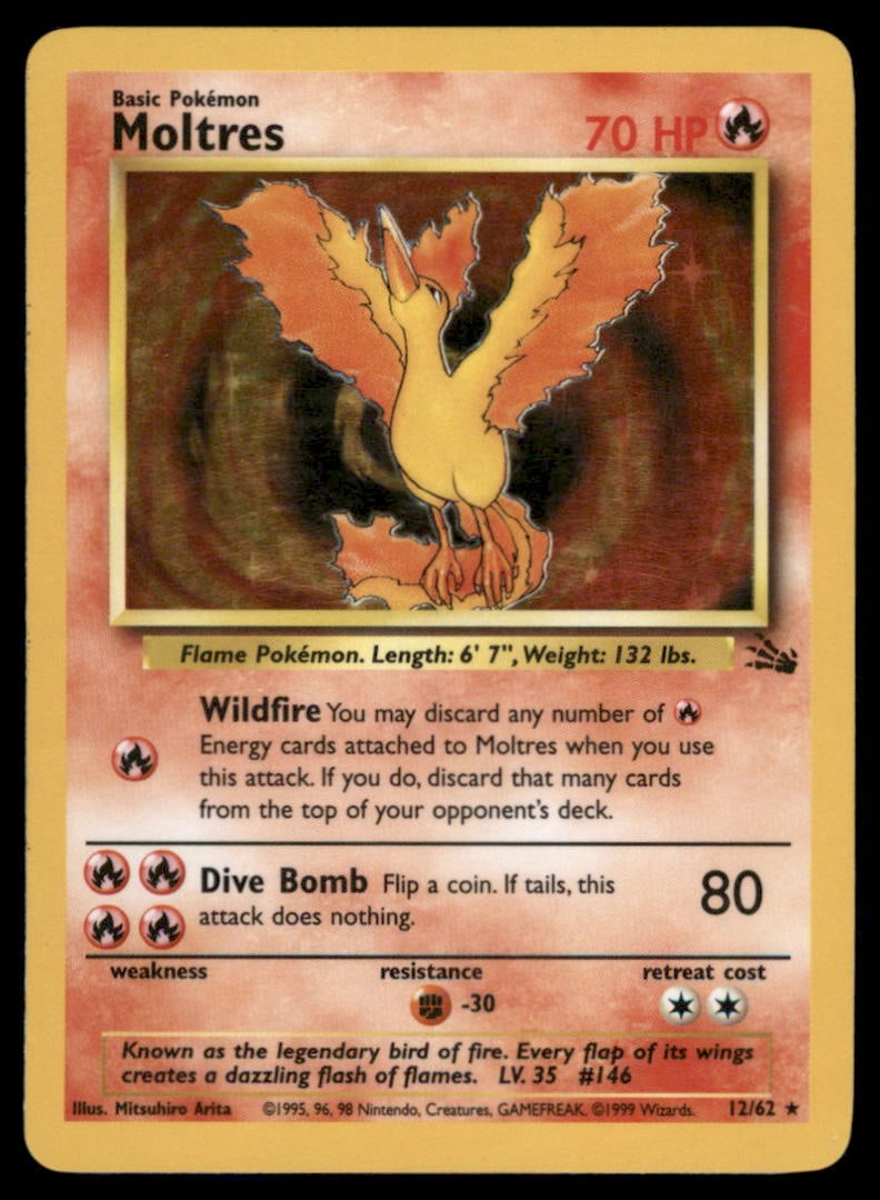 Moltres (12) Fossil #12/62 Holo Pokemon Card: We offer combined shipping on multiple items. Buyers may also arrange their own shipping. LiveShipping is a separate and independent option for shipping that is NOT a part of the auction house or thei