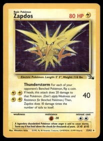 Zapdos (15) Fossil #15/62 Holo Pokemon Card