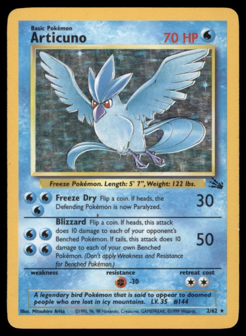 Articuno (2) Fossil #02/62 Holo Pokemon Card: We offer combined shipping on multiple items. Buyers may also arrange their own shipping. LiveShipping is a separate and independent option for shipping that is NOT a part of the auction house or thei