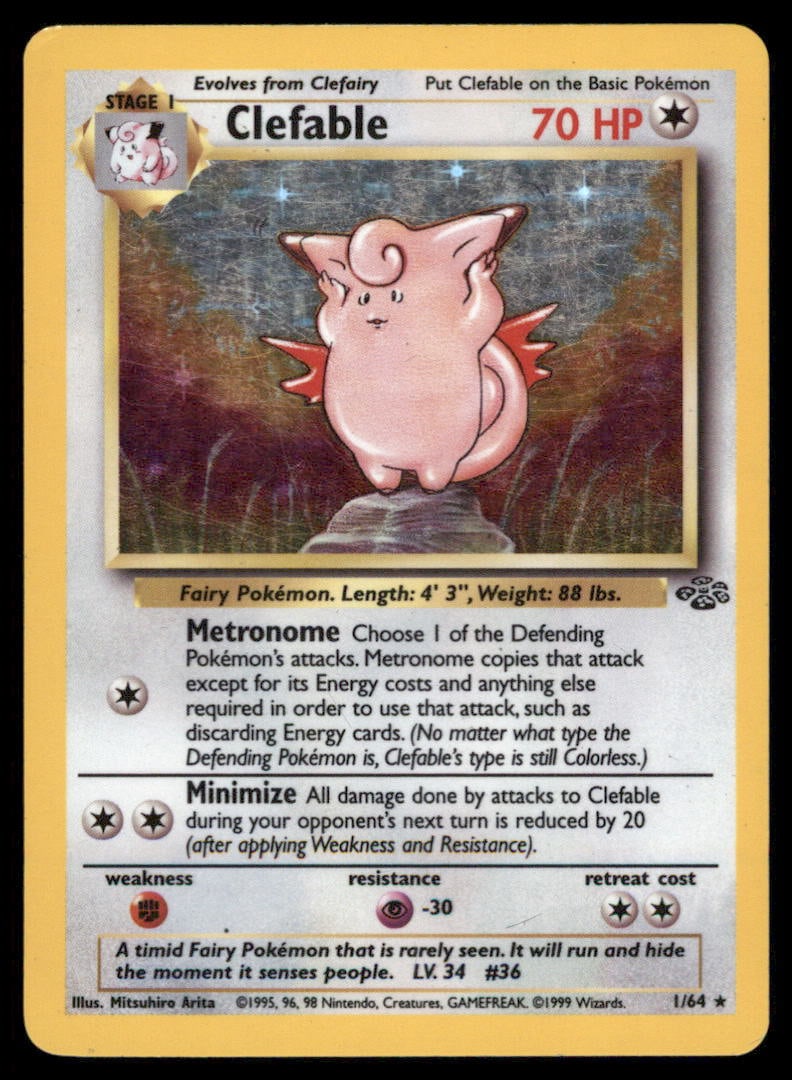 Clefable (1) Jungle #01/64 Holo Pokemon Card (1 of 2)
