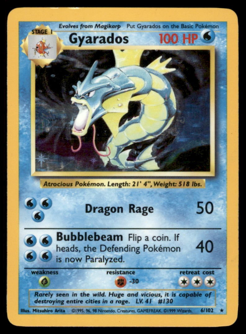 Gyarados Base Set #006/102 Holo Pokemon Card: We offer combined shipping on multiple items. Buyers may also arrange their own shipping. LiveShipping is a separate and independent option for shipping that is NOT a part of the auction house or thei