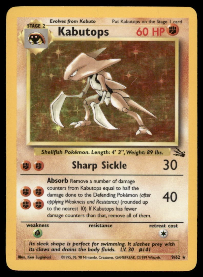Kabutops (9) Fossil #09/62 Holo Pokemon Card: We offer combined shipping on multiple items. Buyers may also arrange their own shipping. LiveShipping is a separate and independent option for shipping that is NOT a part of the auction house or thei