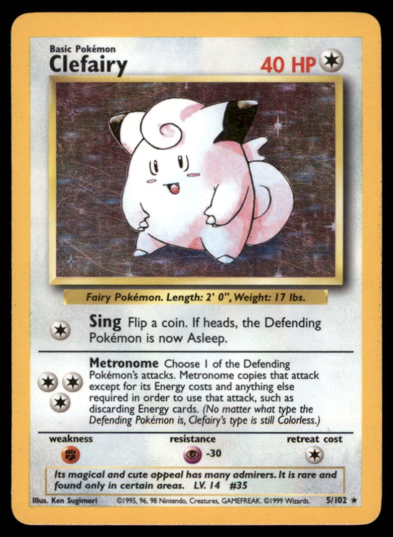 Clefairy Base Set #005/102 Holo Pokemon Card (1 of 2)