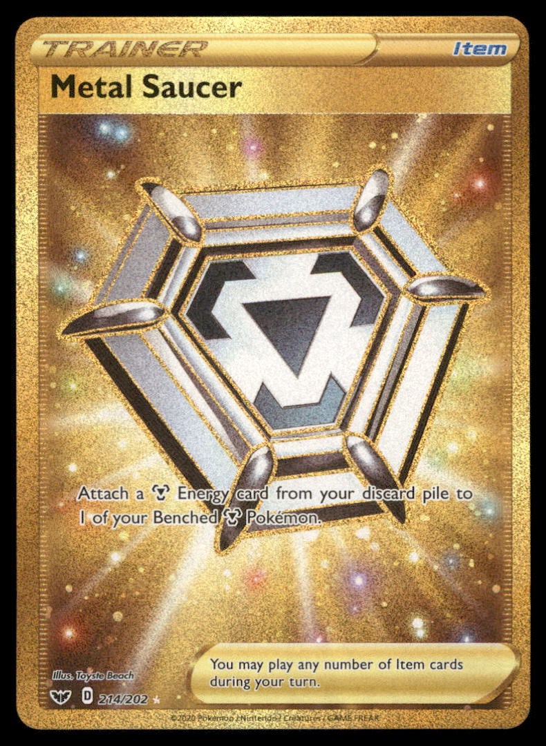 Metal Saucer (Secret) SWSH01: Sword & Shield Base Set #214/202 Holo Pokemon Card: We offer combined shipping on multiple items. Buyers may also arrange their own shipping. LiveShipping is a separate and independent option for shipping that is NOT a part of the auction house or thei