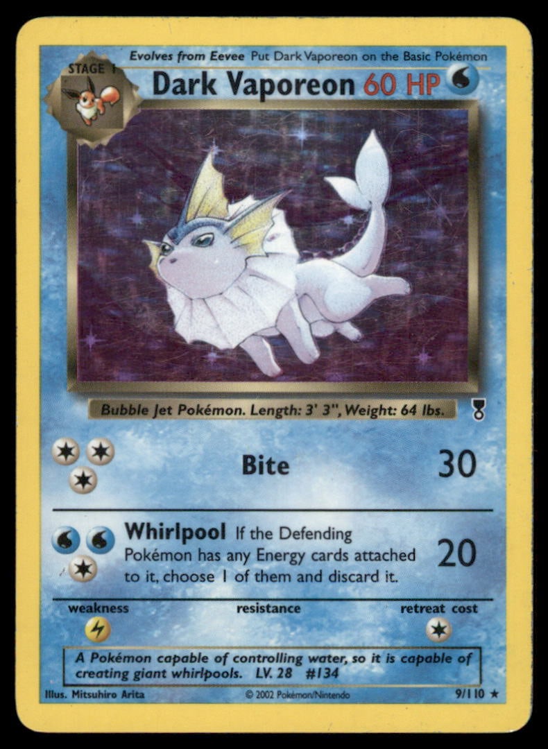 Dark Vaporeon Legendary Collection #009/110 Holo Pokemon Card: We offer combined shipping on multiple items. Buyers may also arrange their own shipping. LiveShipping is a separate and independent option for shipping that is NOT a part of the auction house or thei