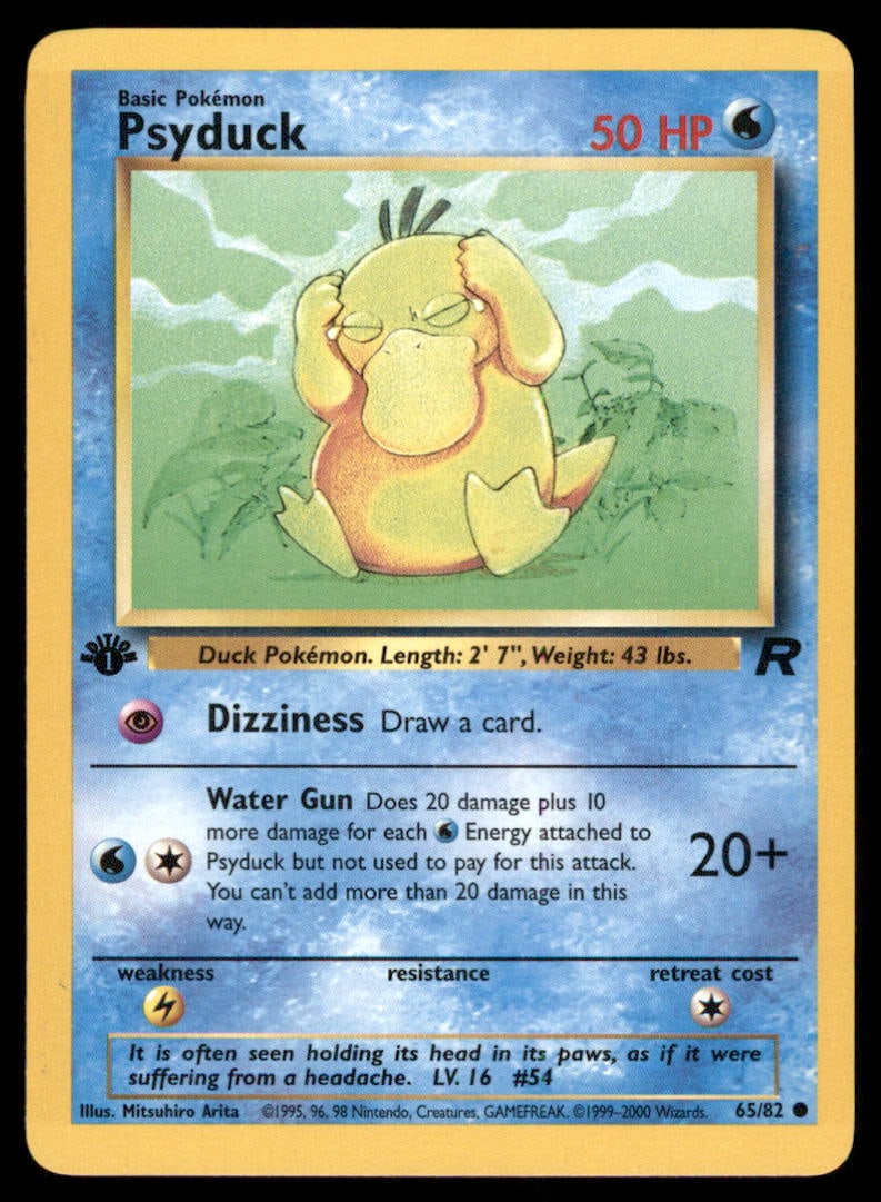 Psyduck 1st Ed. Rocket Pokemon Card: We offer combined shipping on multiple items. Buyers may also arrange their own shipping. LiveShipping is a separate and independent option for shipping that is NOT a part of the auction house or thei