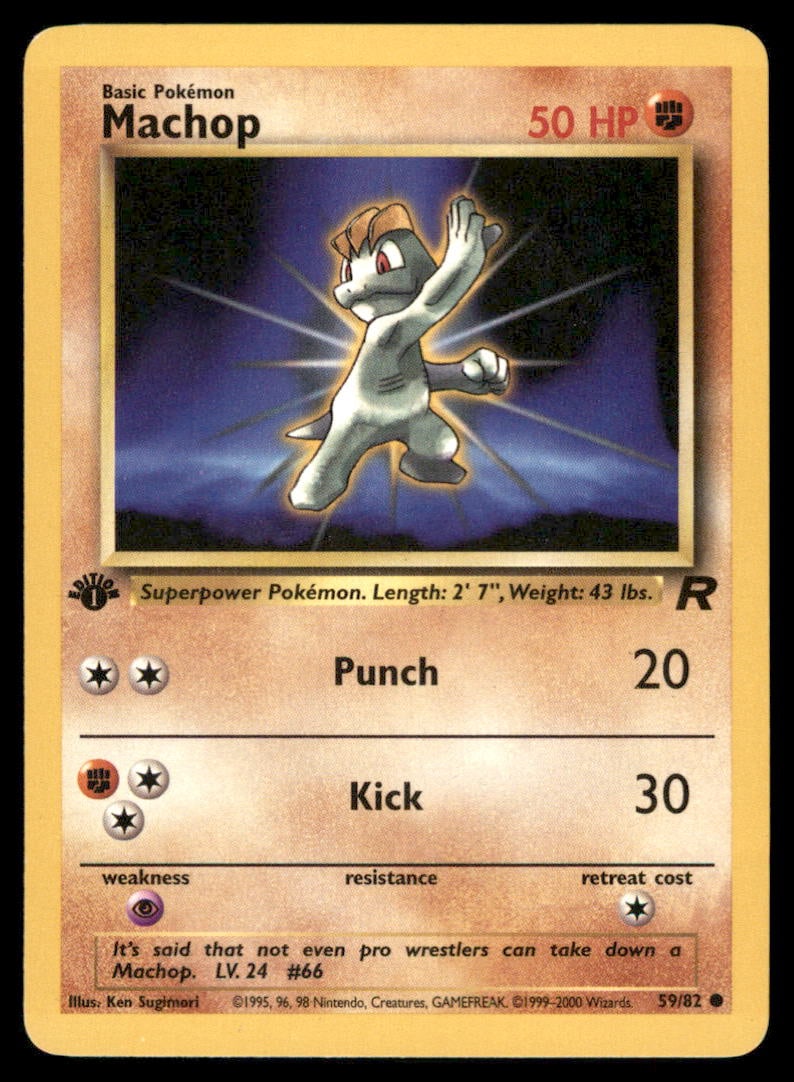 Machop 1st Ed. Rocket Pokemon Card: We offer combined shipping on multiple items. Buyers may also arrange their own shipping. LiveShipping is a separate and independent option for shipping that is NOT a part of the auction house or thei