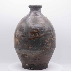 1400AD Antique Japanese Inawashiro Ware Ceramic Jar