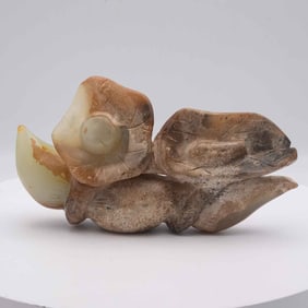 Antique Chinese Carved Jade Lotus Root Sculpture
