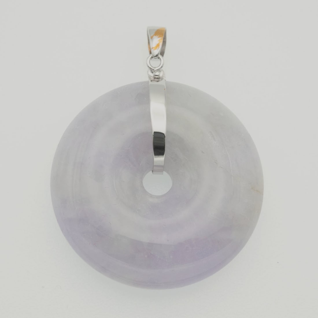 14K White Gold Latch Lavender Jadeite Round Pendant (1 of 3)