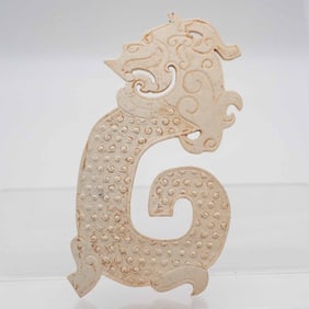 Chinese Carved Calcified Jade Dragon Ornament