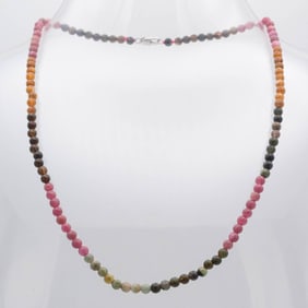 Multi Color Tourmaline Bead Necklace