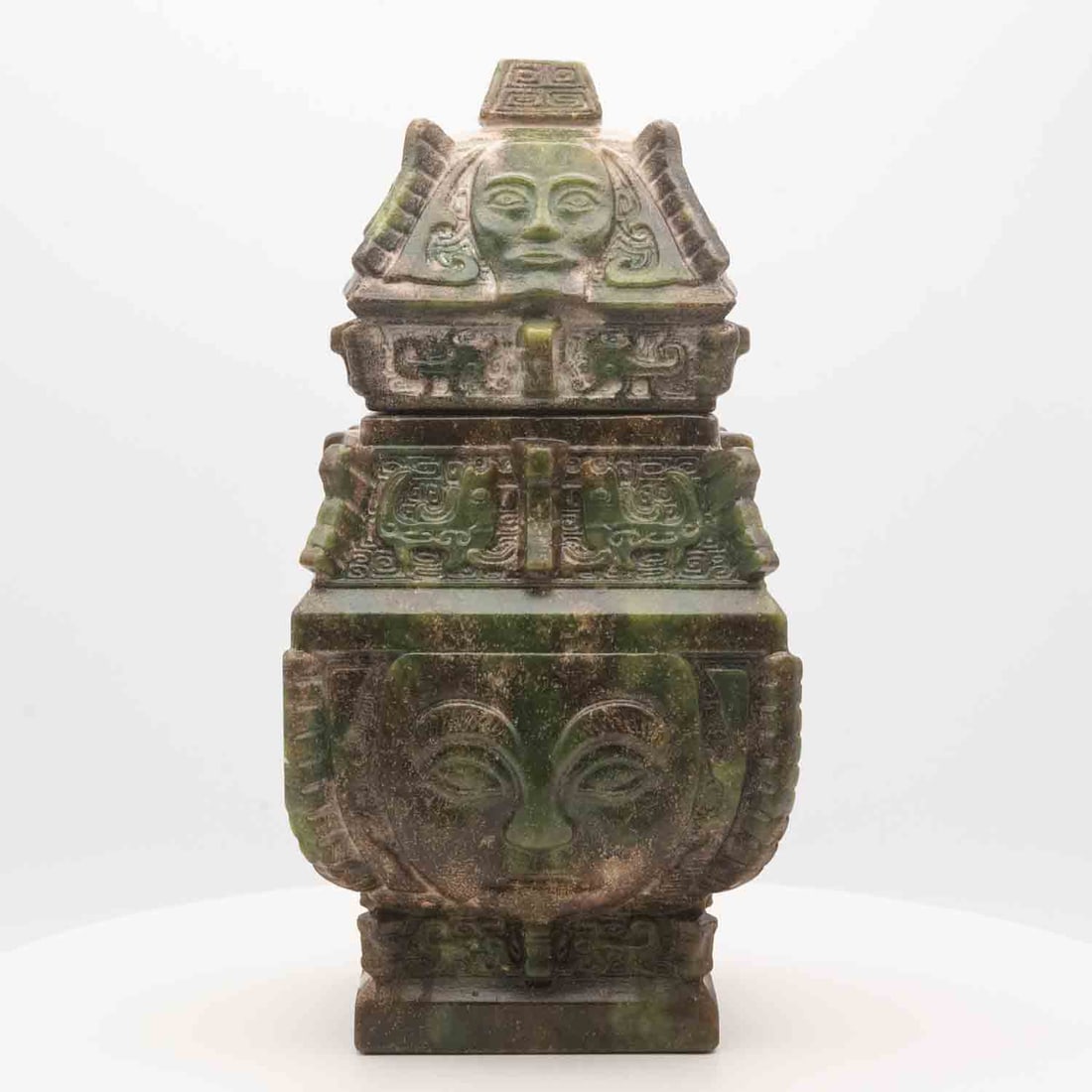 Antique Chinese Carved Jade Large Beast Face Urn (1 of 12)