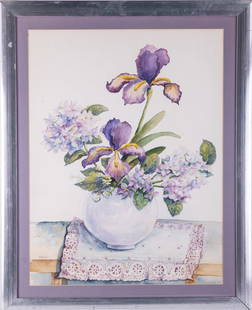 Vintage Art Nouveau Watercolor On Paper "Flowers In Vase": Title: Flowers In Vase Medium: Watercolor On Paper Size: 26.5 x 21 inches Frame: 32.5 x 27 inches Age: Vintage Condition: painting is in excellent condition. No damage has been observed. Signature: Si