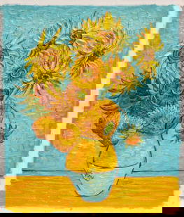 After Van Gogh Acrylic On Canvas "Sunflower": Title: Sunflower Medium: Acrylic On Canvas Size: 24 x 20 inches Condition: Great, hand painted, please check photo for condition reference Provenance: Combined shipping rate available. For affordable