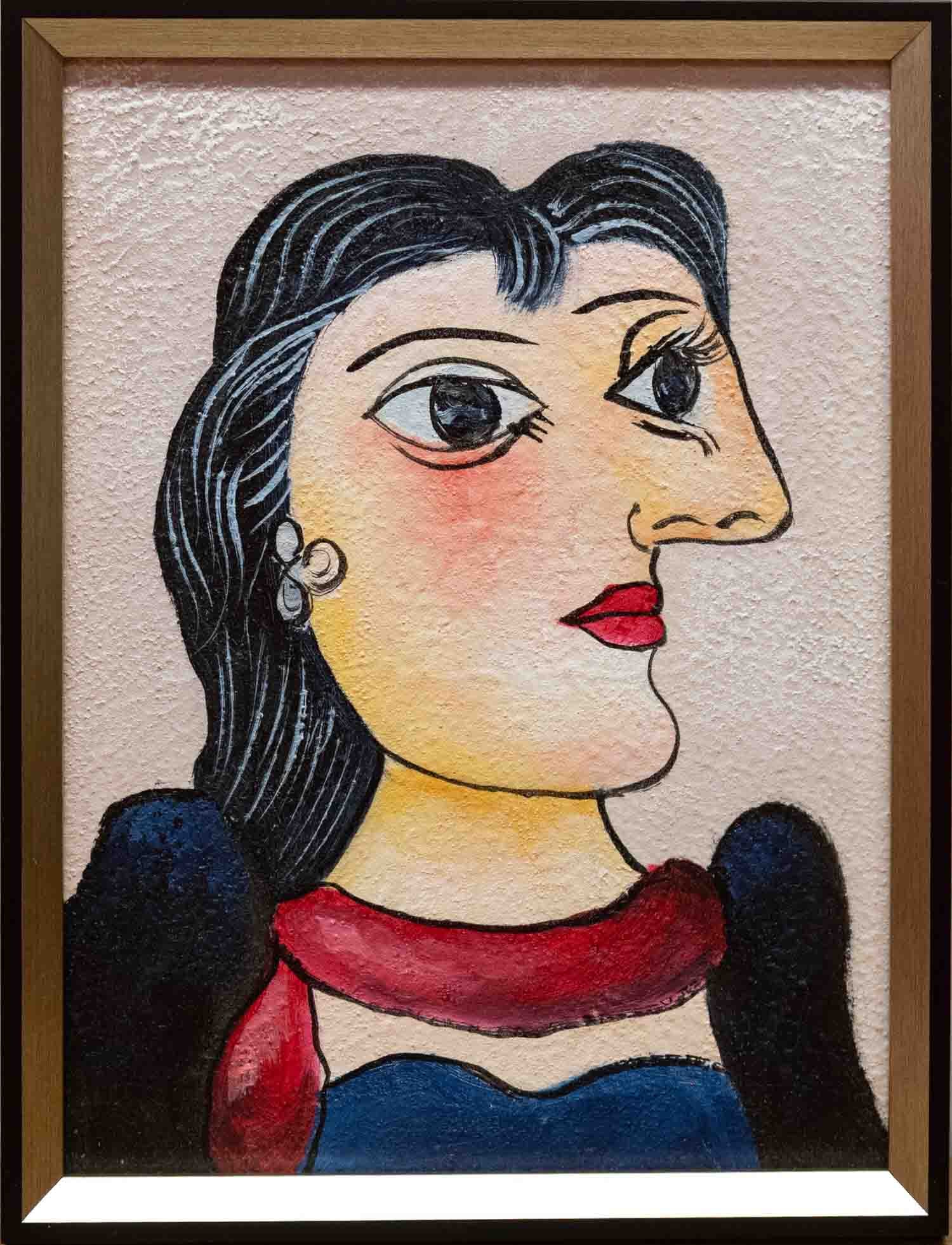 After Picasso Acrylic On Canvas "Bust De Femme" (1 of 5)