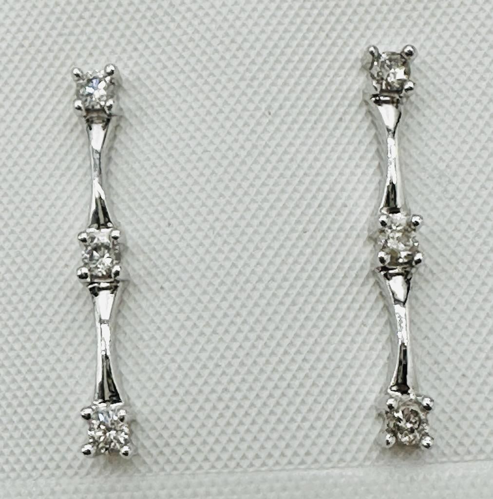 14KT White Gold Pair of Natural Diamond drops Earrings # 2075