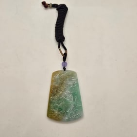 Natural Green Jade Jadeite Carved Pendant MING0025