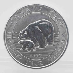 2015 Canada Polar Bear & Cub 1.5oz Silver Coin
